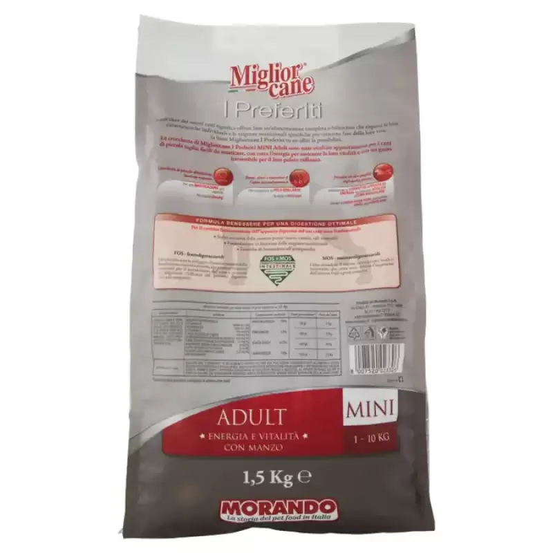Miglior Cane Hrana Caini I Favorites Adult Mini 1-10 Kg Energie si Vitalitate cu Carne de Vita 1.5kg
